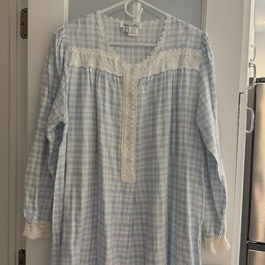Christian Dior vintage blue plaid white gingham nightgown 100% cotton Saks fifth